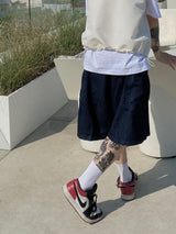 Big pocket denim half pants 2C