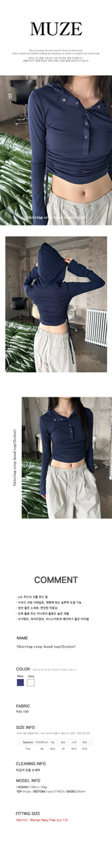 Shirring crop hood top(2color)