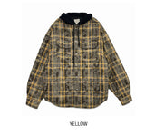 Trine check quilted padded hood shirt