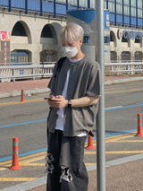 Minimal round short sleeve cardigan 2C