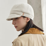 VA Stud Herringbone Slim Newsboy Cap / Ivory