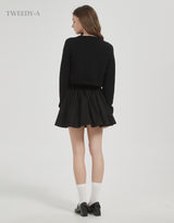 Lacey cotton shirring wrap mini skirt black