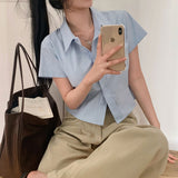 [BELLIDE MADE] リーフォーピンタッククロップド半袖シャツ
