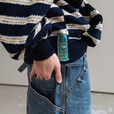 Multi striped knit hoodie / Navy
