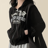 Leo Vintage Lettering Cropped Hood Zip-Up