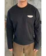 Pocket check crop long sleeve shirt