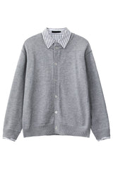 Striped Layered Look Knit Cardigan