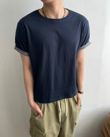 ターンバック クロップド ロールアップ ショートスリーブ Tシャツ