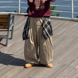 Layered Shirt Wide Cotton Pants