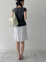 [Belt Set] Noir Drape Short Sleeve Blouse