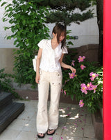 Enne Dot Ribbon Pintuck Blouse