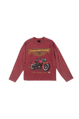 モーターサイクルヴィンテージクロップ長袖Tシャツ