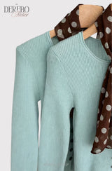 mint dot scarf cardigan