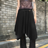 Fabel Ribbon Strap Unbalanced Cutting Midi Skirt