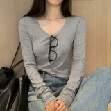 [BELLIDE MADE] Brin, slim U-neck long-sleeved T-shirt