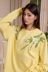 ボタニカルエンブロイダリー長袖Tシャツ