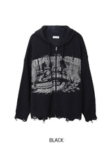 Atonic Lettering Hood Zip-Up Knit