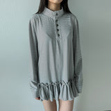 ストライプリンクルTシャツ ホワイト