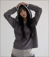 Kikole button stripe hoodie