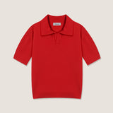CROPPED MINIMAL KNITTED POLO SHIRT (RED)