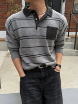 Mag pocket collar knitwear