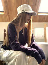 unbalanced top loose-fit cardigan two-piece set