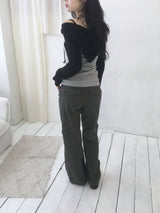 Low cargo bootcut pants