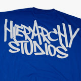 Hierarchy Studios - Graffiti Wide Logo Oversized T-Shirt Blue