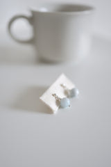 Baby Blue Stone Silver 925 Pierce handmade