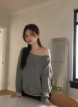 NM コジールーズオフショルダーミックスニット (4color)