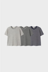 ベントワッフルストライプ半袖Tシャツ