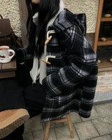 [ORIGINAL] Meter Check Hooded Duffle Coat
