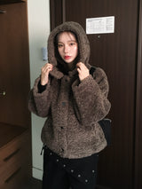 Foaming High Neck Poggle Fur Hooded Jacket (3c)