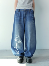 DEMON SIDE DIRTY LOGO DENIM BANDING PANTS UNISEX