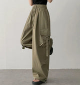 Send-banding two-pocket cargo wide pants
