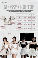 THE FANCE | Off-Shoulder Satin Cropped Top GLOSSY CROPTOP