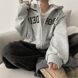 オロパッチ刺繍レタリングナッピングフーディジップアップ