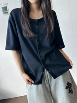 Delita Loose Knit Short-Sleeve Cardigan 5color