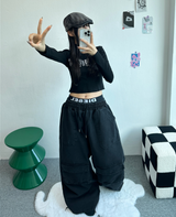 フロントカーゴワイドコットンパンツ🖤💚💛🤎 - 4カラー