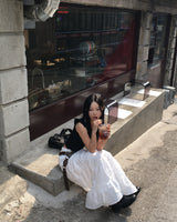 カッティングホワイトロングスカート