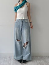 107 Damaged Wide Denim Pants