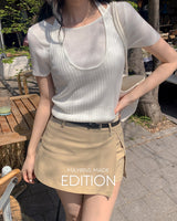 [MADE] Myun layered short‑sleeve knit