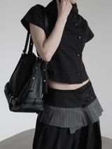 Mode Half-Neck Trench Blouse