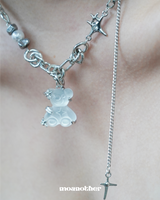 [StrayKids Seungmin , Purplekiss Dissie Pick] Matt Teddy Bear Drop Surgical Necklace