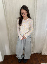 ヒデニフラワーパッチワークパンチングTシャツ