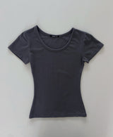 ミューネル スリムフィットラウンドネックモダールストレッチキャップスリーブTシャツ 5カラー