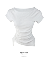 Drape Lip Neck Asym Top (3color)