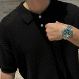 ASCLO Linen Honeycomb Collar Short Sleeve Knit (7color)