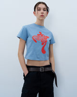 ツイストロゴクロップTシャツ　ブルー
