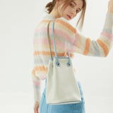 BAZAS bucket leather bag / Bright Ivory